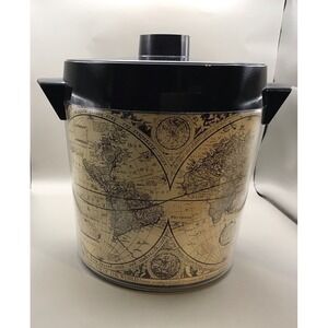Thermo Serv Ice Bucket World Map Pattern Made In USA 9" X 10"
